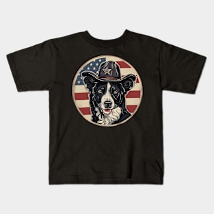 Border Collie 4th of July Kids T-Shirt